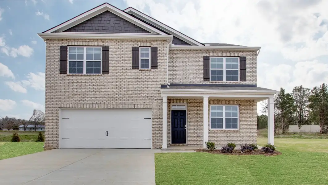 Front exterior of a new home in Woodbridge Glen Single Family, Lebanon, TN, highlighting curb appeal (Image 1).