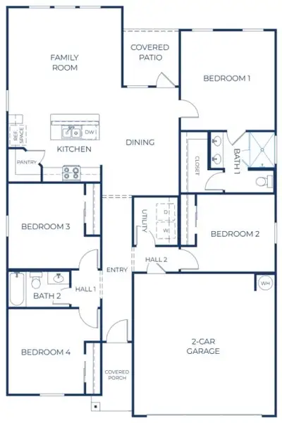 2D floor plan layout of this home in Southern Pointe, College Station, TX (Image 3).