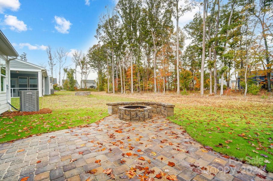 Paver Patio with Firepit and Seating Wall