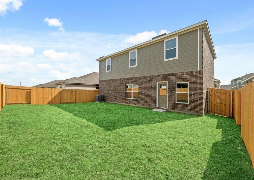 The Cypress floor plan has a fully fenced back yard.