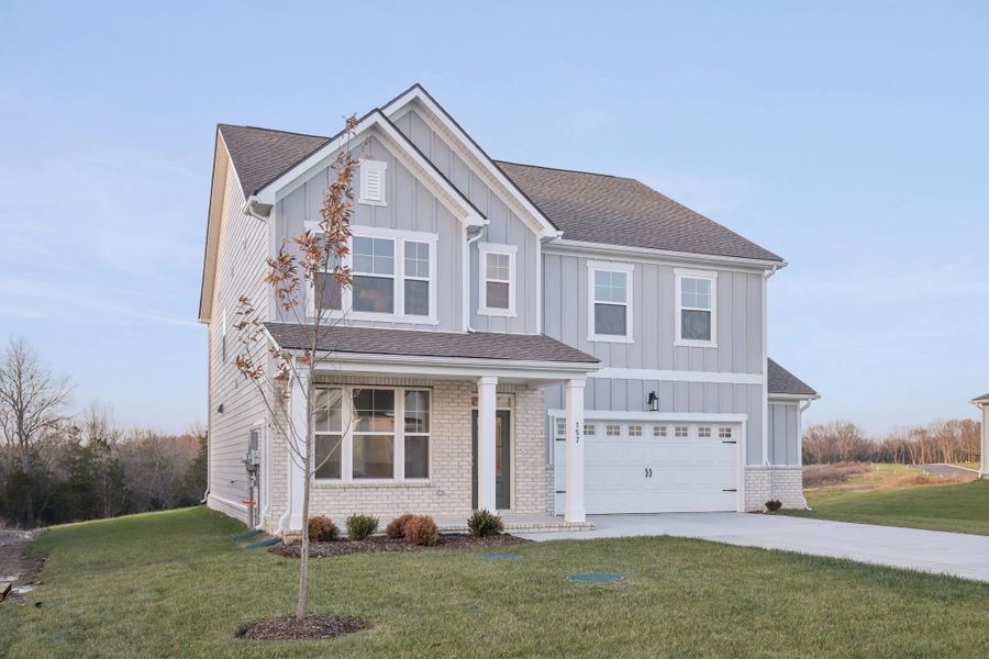 Front exterior of a new home in Willow Landing, Mount Juliet, TN, highlighting curb appeal (Image 2). Front exterior of a new home in Willow Landing, Mount Juliet, TN, highlighting curb appeal (Image 2).