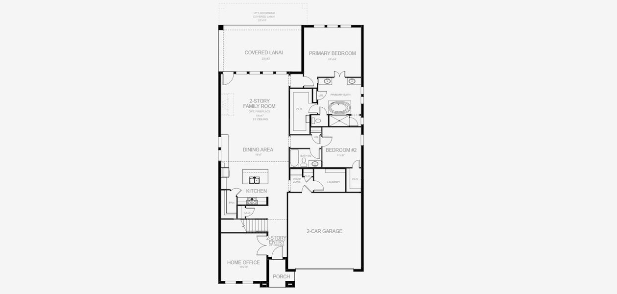 2D floor plan layout for the 2857F by Perry Homes in Sanctuary at Seaire, Parrish, FL (Image 3).