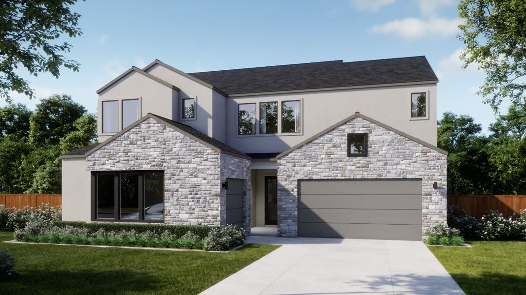 Representative exterior photo of a completed home built from the 5055 by Risewell Homes in Freedom at Anthem, Kyle, TX (Image 12).