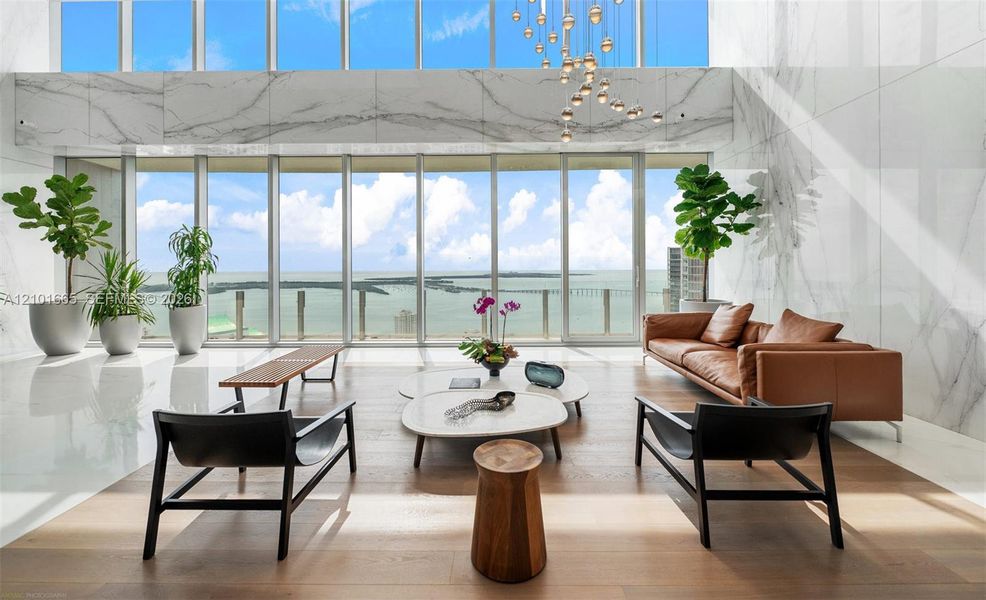 Furnished interior view inside a new home in Aston Martin Residences, Miami (Image 9).