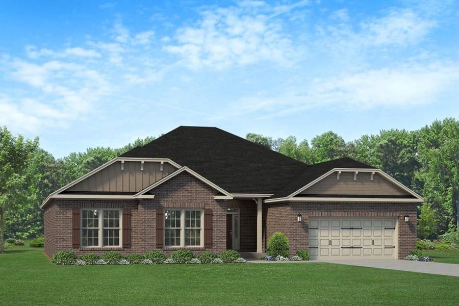 Representative exterior photo of a completed home built from the 2700 by Adams Homes in Harrison Valley Estates, Simpsonville, SC (Image 23). Representative exterior photo of a completed home built from the 2700 by Adams Homes in Harrison Valley Estates, Simpsonville, SC (Image 23).