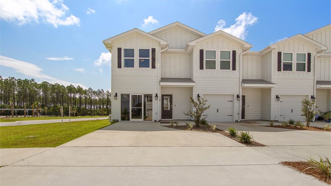 Representative exterior photo of a completed home built from the Palm Exterior by D.R. Horton in Bayside at Ward Creek, Panama City Beach, FL (Image 1).