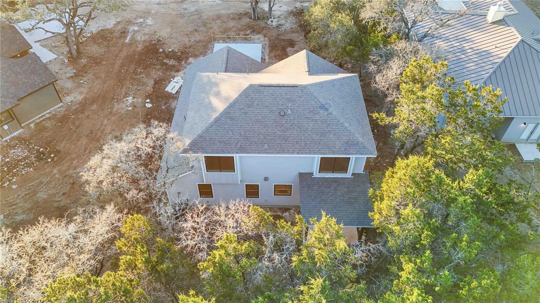 Aerial view of backyard