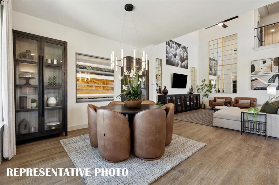 Beautifully finished dining spaces designed for entertaining are plentiful in all of our homes in Hazelwood.  REPRESENTATIVE PHOTO OF MODEL HOME