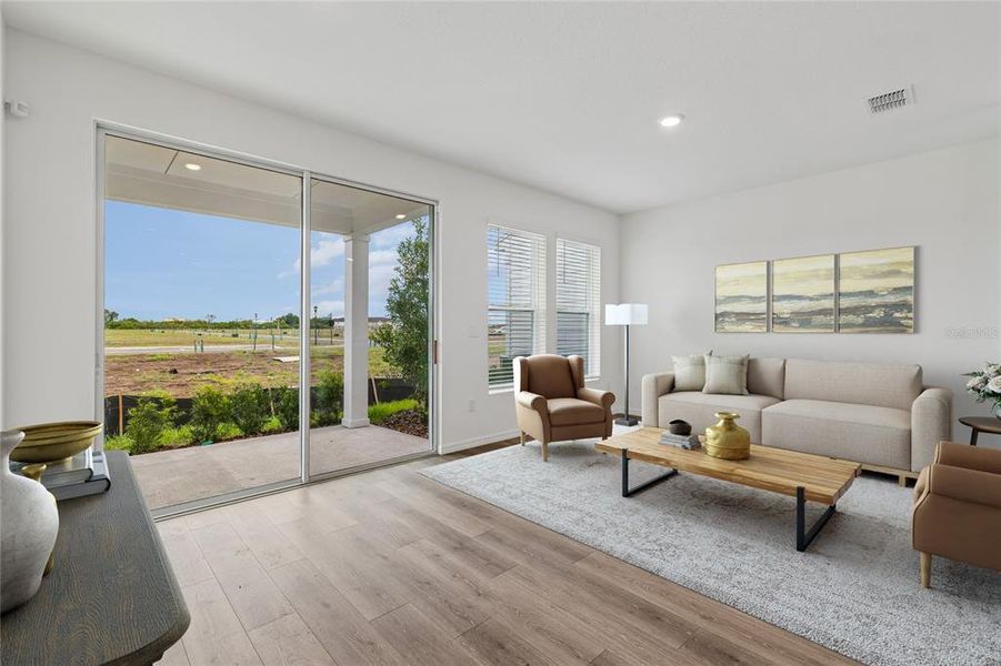 Furnished interior view inside a new home in Waterset Townhomes, Apollo Beach (Image 11). Furnished interior view inside a new home in Waterset Townhomes, Apollo Beach (Image 11).
