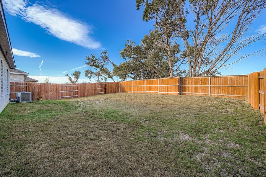 View of fenced backyard