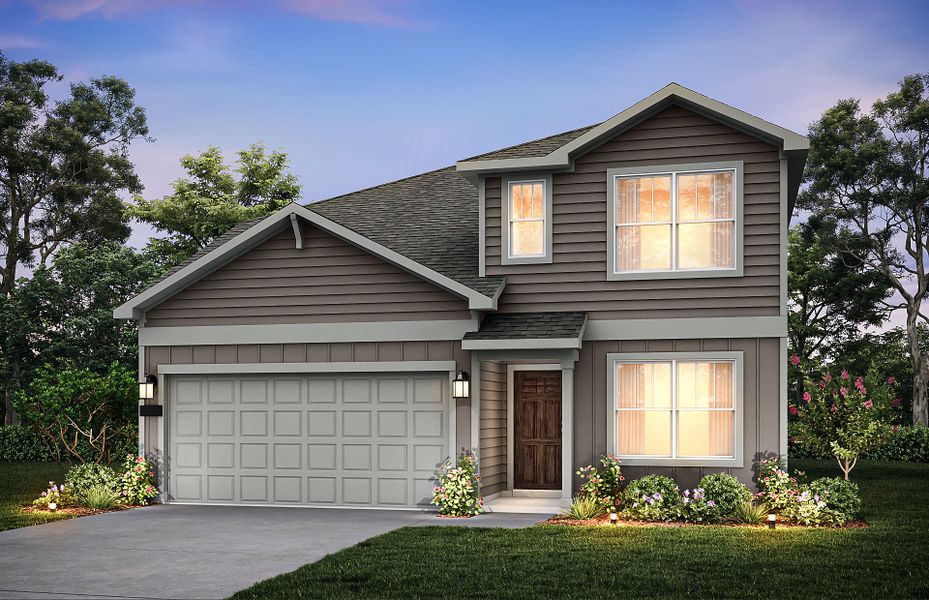 Representative exterior photo of a completed home built from the Dinero by Centex in Arboretum Estates, Terrell, TX (Image 19). Representative exterior photo of a completed home built from the Dinero by Centex in Arboretum Estates, Terrell, TX (Image 19).