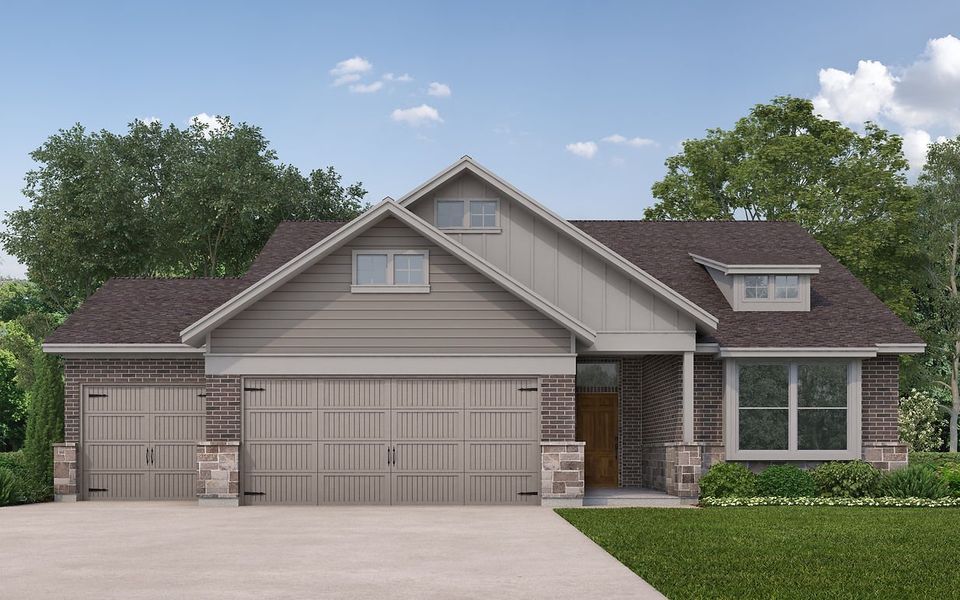 Representative exterior photo of a completed home built from the Grayson by Kendall Homes in River Ranch, Dayton, TX (Image 6).