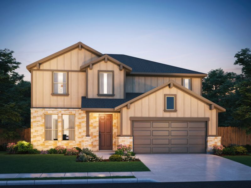 Front exterior of a new home in Sanford Farms - Classic Series, Waller, TX, highlighting curb appeal (Image 4).