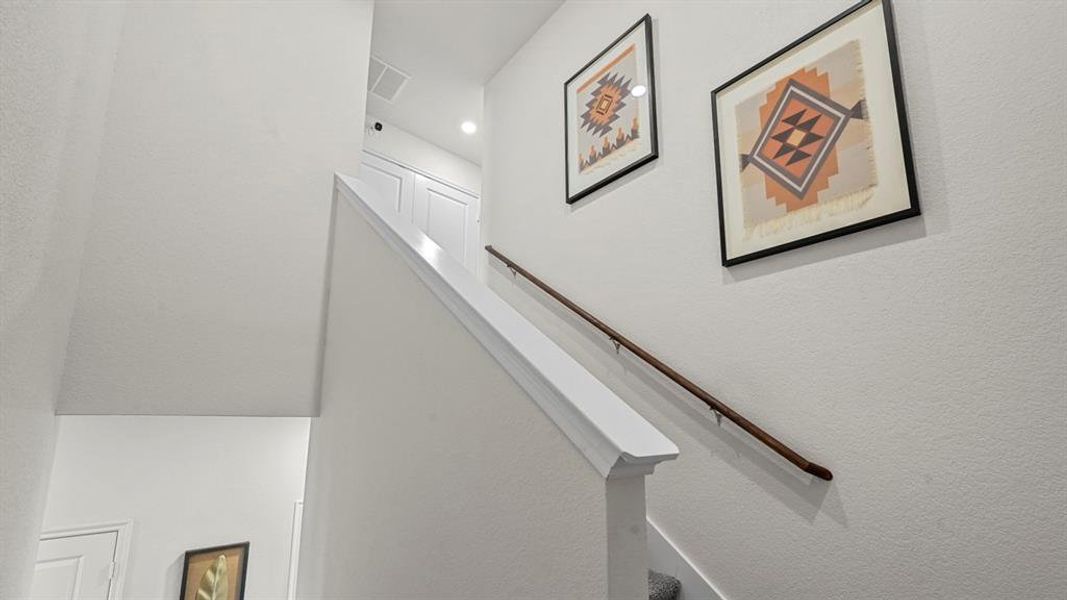 Staircase with a textured wall