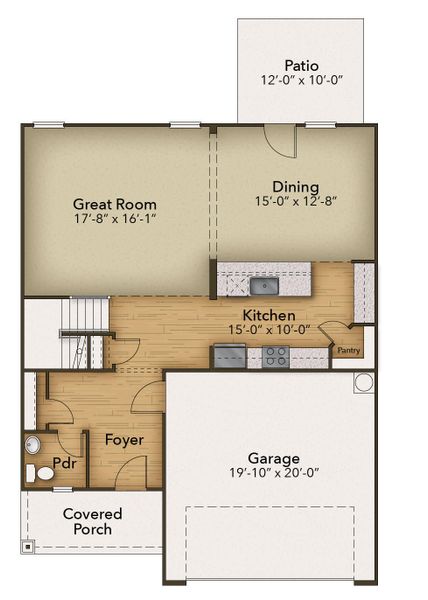 2D floor plan layout for the The Maple by Chesapeake Homes in Highgate, Clayton, NC (Image 5). 2D floor plan layout for the The Maple by Chesapeake Homes in Highgate, Clayton, NC (Image 5).