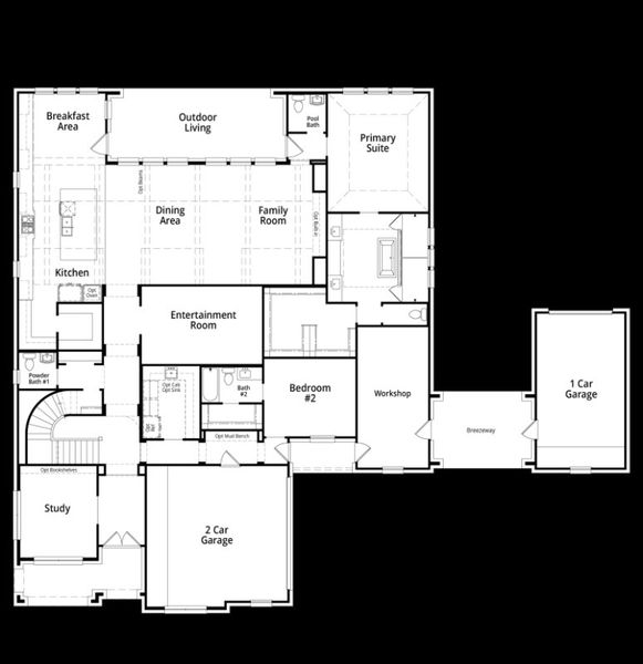 2D floor plan layout for the VareseGR by Highland Homes in Estates at Bristol Valley, Heath, TX (Image 2). 2D floor plan layout for the VareseGR by Highland Homes in Estates at Bristol Valley, Heath, TX (Image 2).