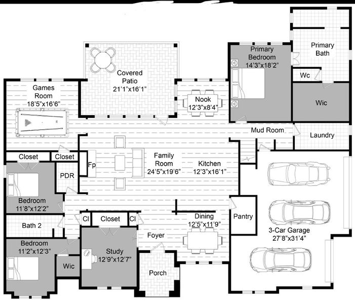 2D floor plan layout of this home in Brock Heights, Brock, TX (Image 5).