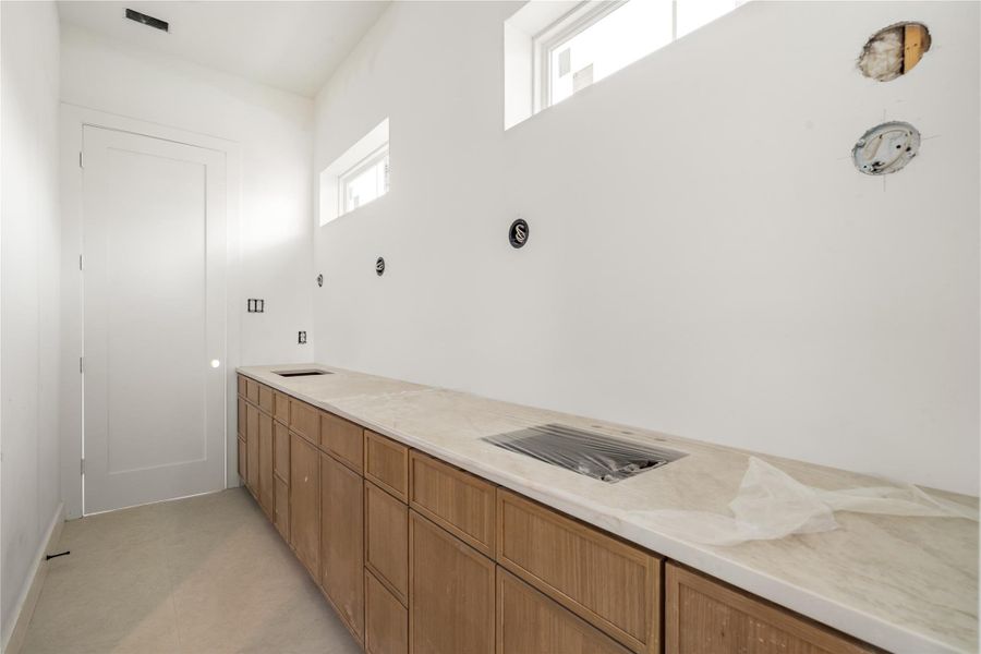 Jack-and-Jill bathroom serves two bedrooms upstairs. Jack-and-Jill bathroom serves two bedrooms upstairs.