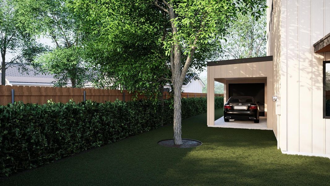 View of fenced backyard