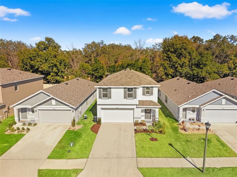Front exterior of a new home in Harvest Ridge, Zephyrhills, FL, highlighting curb appeal (Image 29).