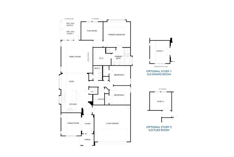 2D floor plan layout for the Concept 2065 by Landsea Homes in Summer Crest, Fort Worth, TX (Image 4).
