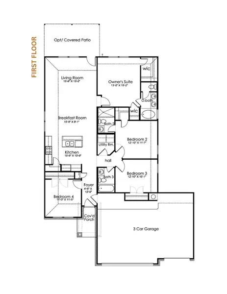 2D floor plan layout of this home in Turnbo Ranch, Killeen, TX (Image 2). 2D floor plan layout of this home in Turnbo Ranch, Killeen, TX (Image 2).