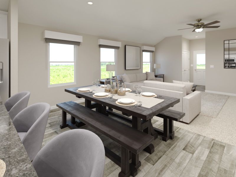 Furnished interior view inside a new home in Cibolo Hills West - Spring Series, Fort Worth (Image 4). Furnished interior view inside a new home in Cibolo Hills West - Spring Series, Fort Worth (Image 4).