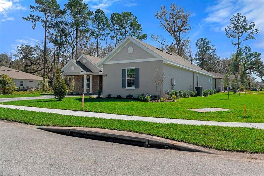 Front exterior of a new home in Southern Hills Plantation, Brooksville, FL, highlighting curb appeal (Image 24). Front exterior of a new home in Southern Hills Plantation, Brooksville, FL, highlighting curb appeal (Image 24).