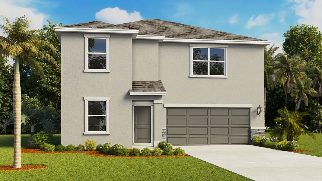 Representative exterior photo of a completed home built from the Riviera by D.R. Horton in Crosswinds, Haines City, FL (Image 1). Representative exterior photo of a completed home built from the Riviera by D.R. Horton in Crosswinds, Haines City, FL (Image 1).