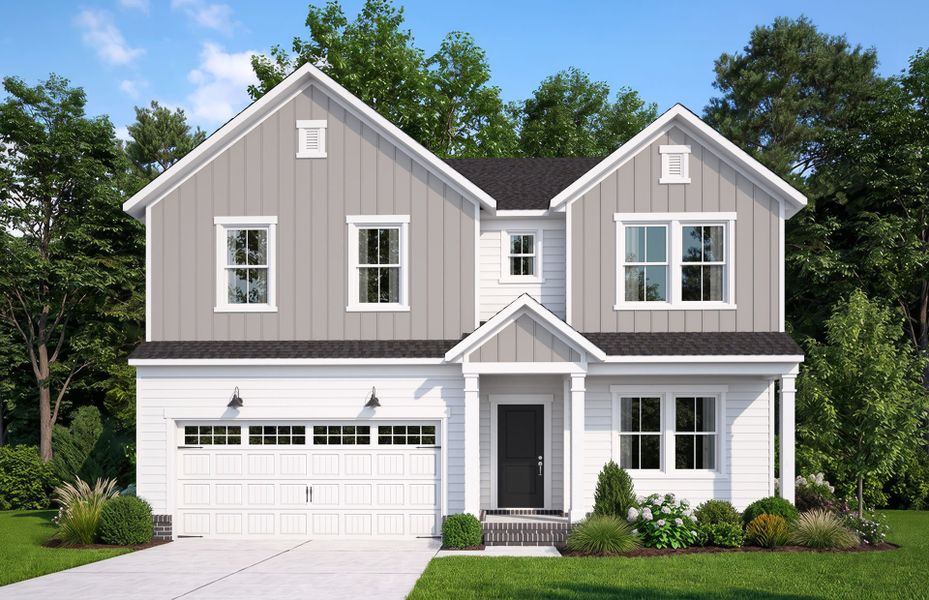 Representative exterior photo of a completed home built from the Kirby by Pulte Homes in Broadmoor, Wake Forest, NC (Image 21).