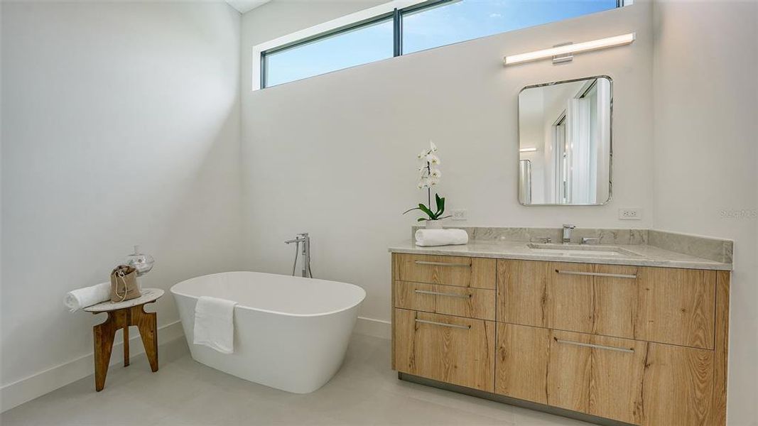 Primary bathroom with soaking tub