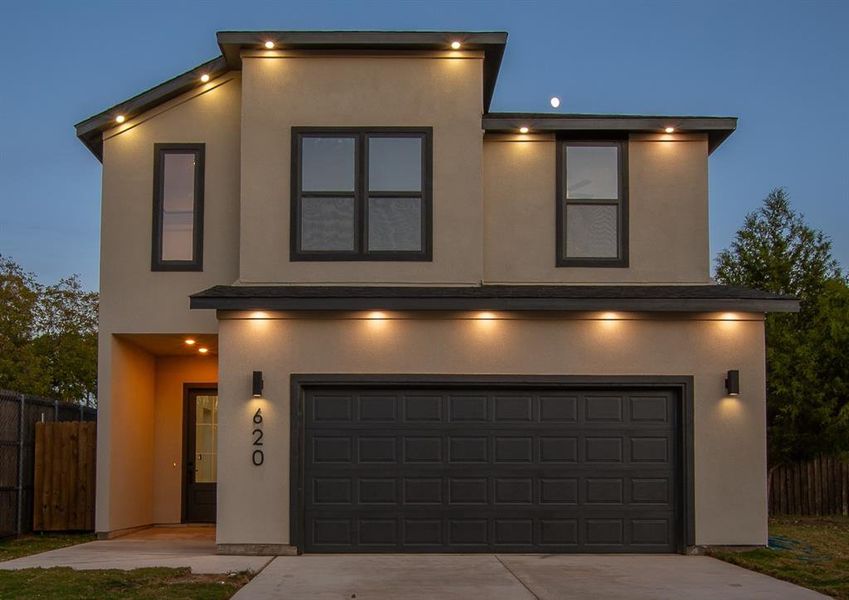 Modern home with a garage