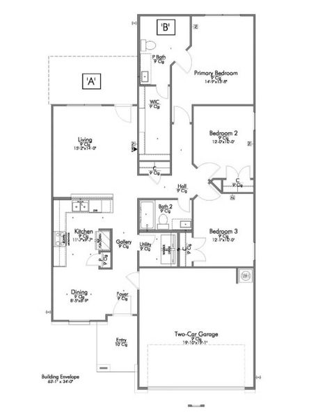 2D floor plan layout of this home in Eastern Wells, Jarrell, TX (Image 4).