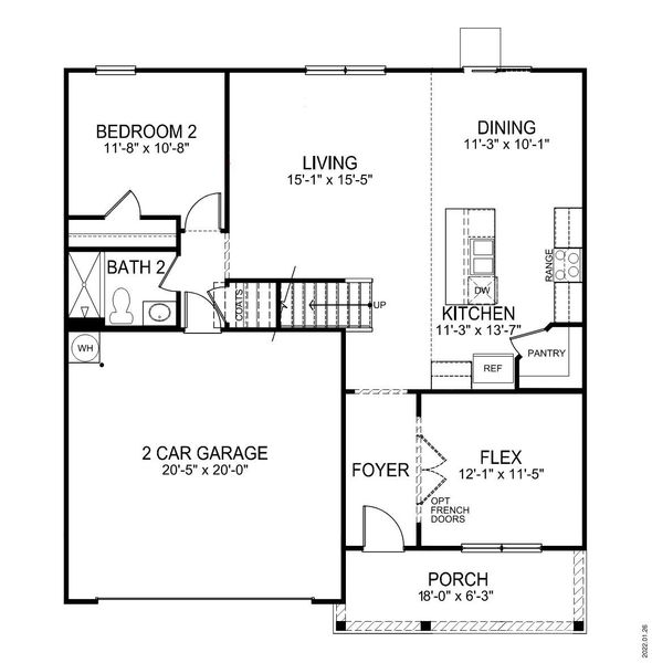 2D floor plan layout of this home in Harrier Point, Woodruff, SC (Image 4).