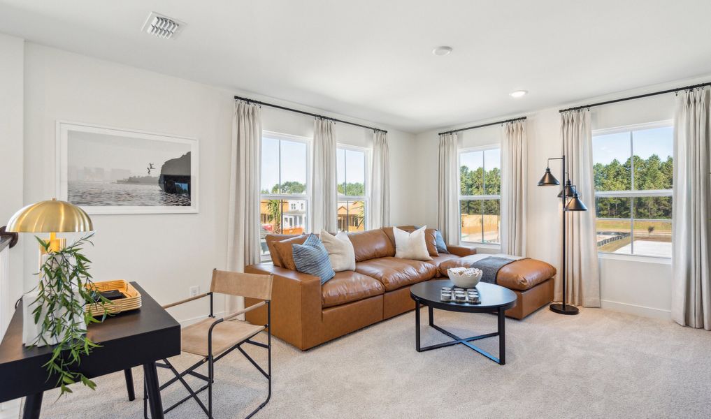 Loft with plush carpeting