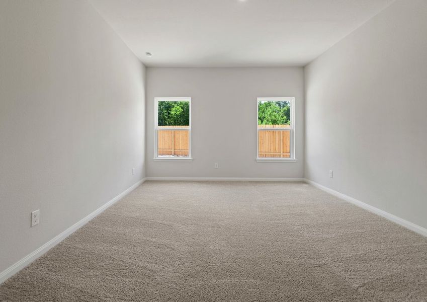 Master bedroom with two windows and ceiling fan light fixture Master bedroom with two windows and ceiling fan light fixture
