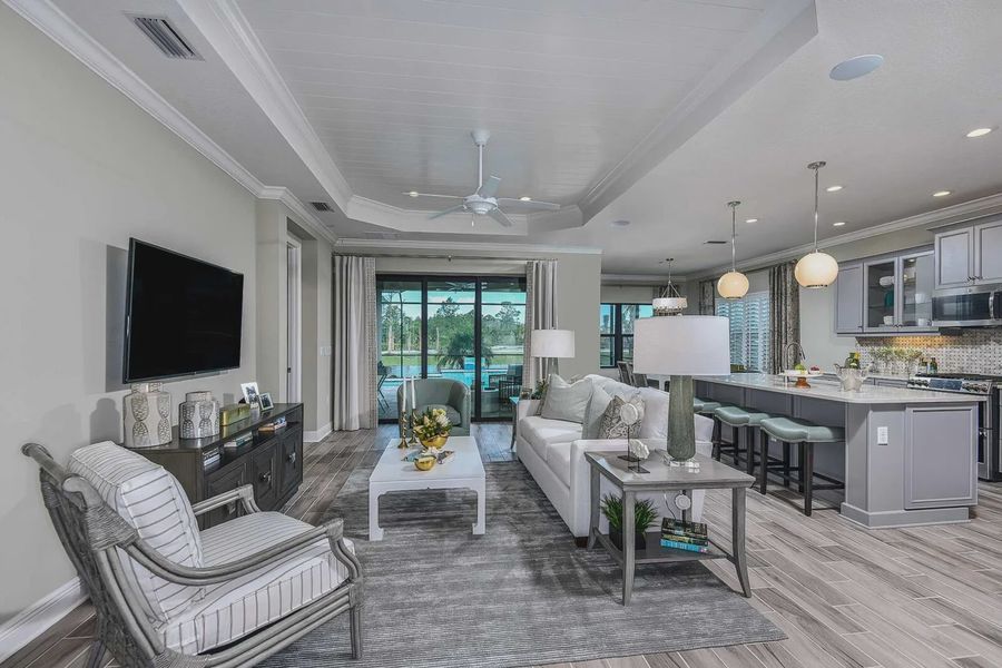 Furnished interior view inside a new home in Boca Royale Golf and Country Club at Wellen Park, Englewood (Image 16). Furnished interior view inside a new home in Boca Royale Golf and Country Club at Wellen Park, Englewood (Image 16).