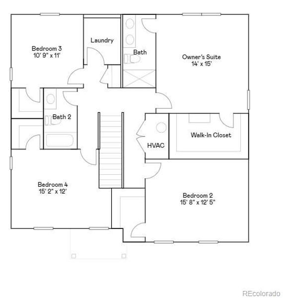 2D floor plan layout of this home in Eastcreek Farm: The Camden Collection, Thornton, CO (Image 4). 2D floor plan layout of this home in Eastcreek Farm: The Camden Collection, Thornton, CO (Image 4).