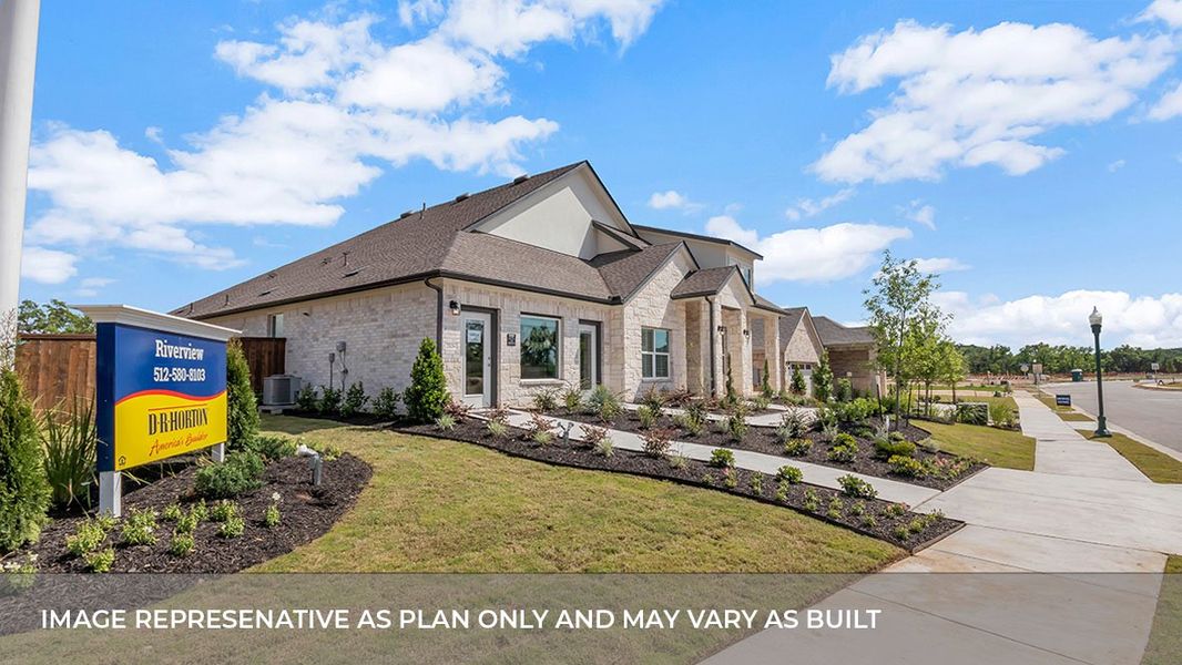 Front exterior of a new home in Rosenbusch Ranch, Leander, TX, highlighting curb appeal (Image 21).