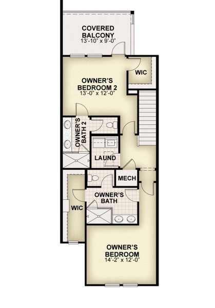 2D floor plan layout of this home in Harvest at Ovation - Townhomes, Winter Garden, FL (Image 5).