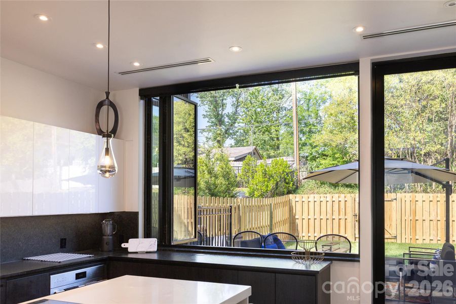 Open to the backyard for entertaining