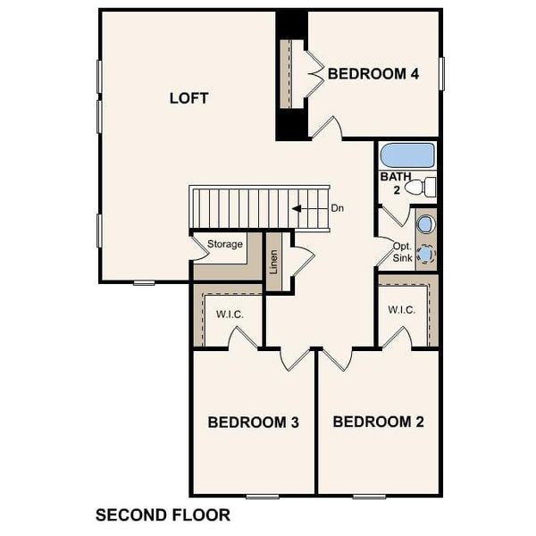 2D floor plan layout of this home in Trinity Ranch, Elgin, TX (Image 3).