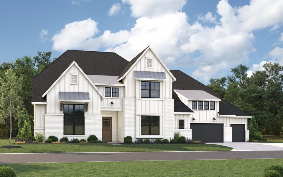 Representative exterior photo of a completed home built from the 7031 by Tradition Homes in Mustang Lakes, McKinney, TX (Image 21). Representative exterior photo of a completed home built from the 7031 by Tradition Homes in Mustang Lakes, McKinney, TX (Image 21).