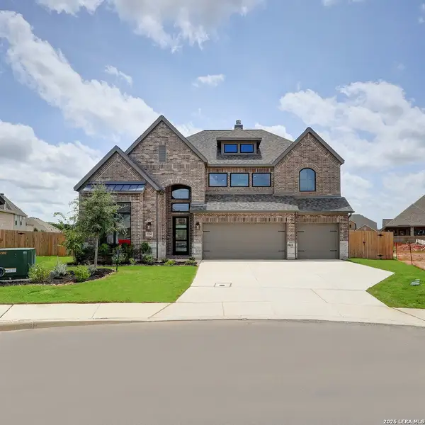 Front exterior of a new home in Alsatian Oaks, Castroville, TX, highlighting curb appeal (Image 2).