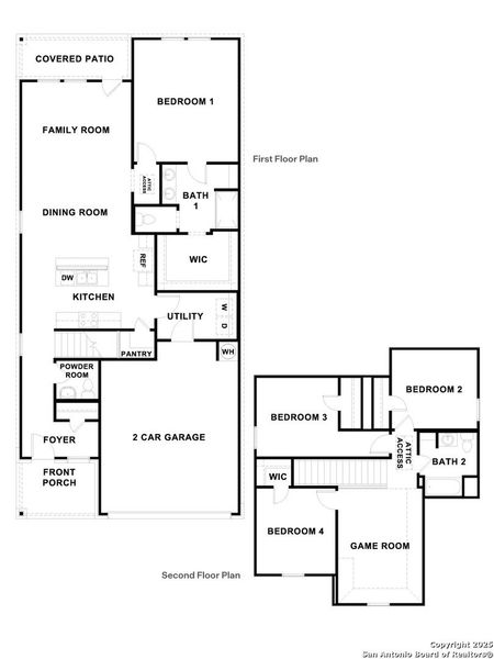 2D floor plan layout of this home in Whisper South, San Marcos, TX (Image 2).