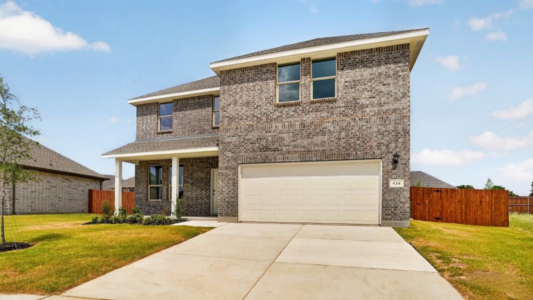 Front exterior of a new home in Saratoga, Granbury, TX, highlighting curb appeal (Image 15).