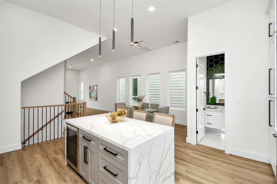 Wine cooler in kitchen island