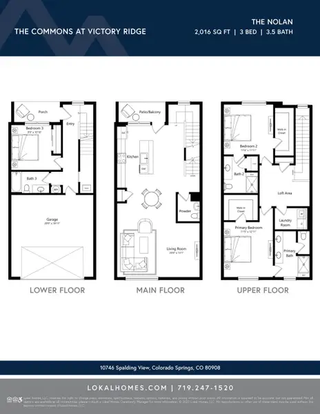 2D floor plan layout for the Nolan by Lokal Homes in The Commons at Victory Ridge, Colorado Springs, CO (Image 2).