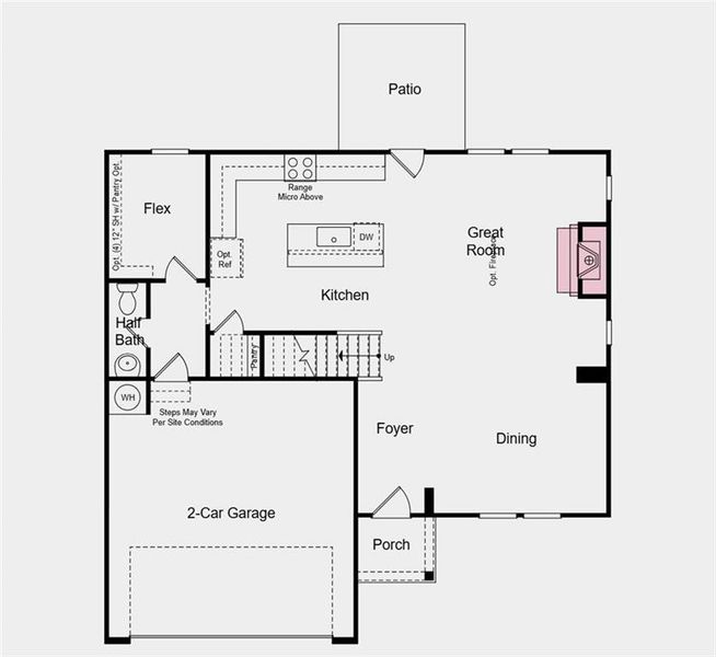 2D floor plan layout of this home in Heritage River, Euharlee, GA (Image 3).
