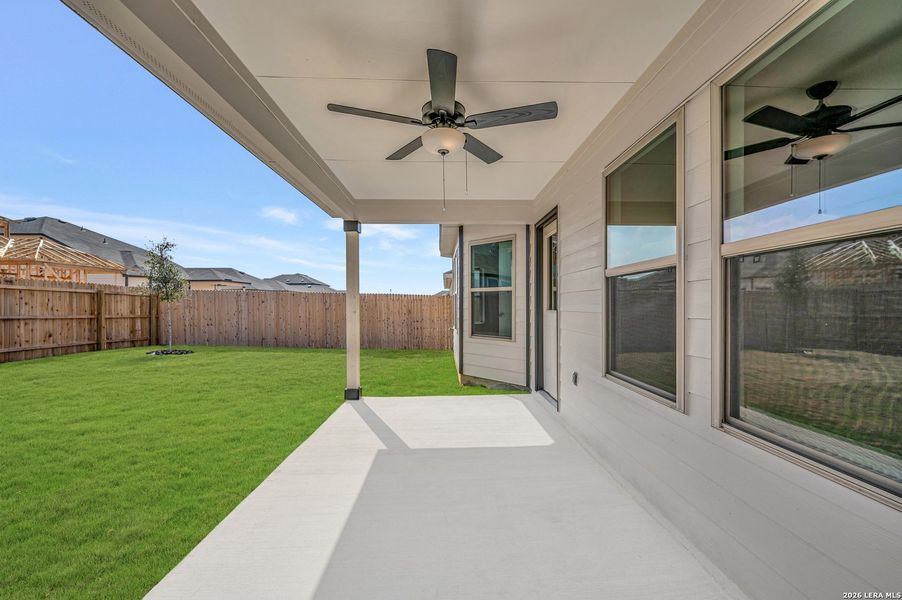 Exterior details and patio area of a home in Meadows at Clear Springs, New Braunfels (Image 29). Exterior details and patio area of a home in Meadows at Clear Springs, New Braunfels (Image 29).